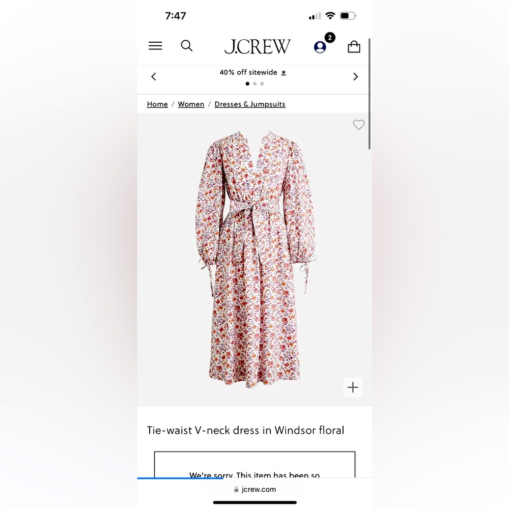 Tie-waist V-neck dress in Windsor floral